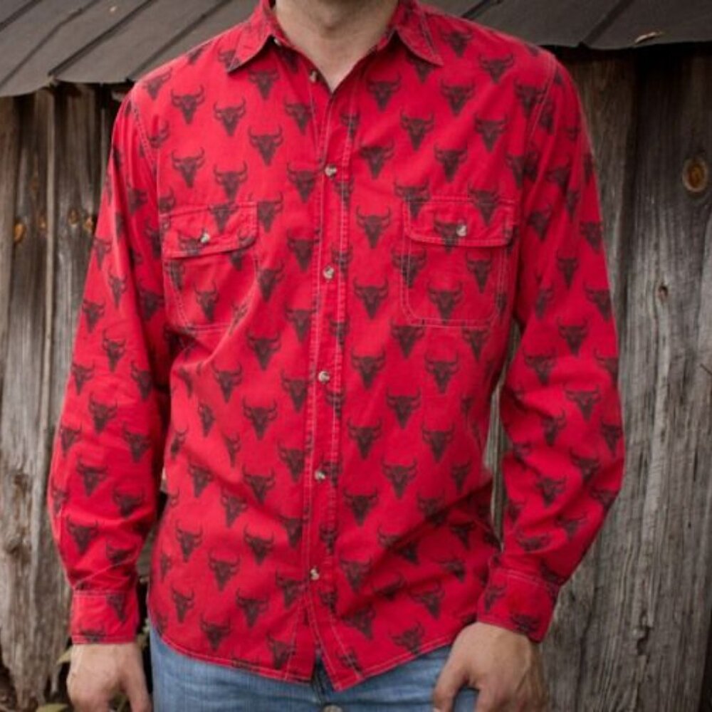 Barnfly Men's Buffalo head red shirt L072502